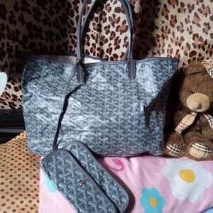 Goyard Gray Tote Bag with Pouch